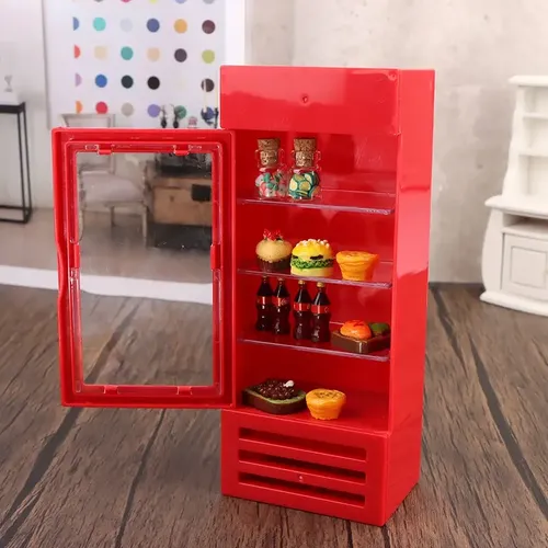 Antike Puppenhaus Miniatur Kühlschrank Kühlschrank Gefrier schrank für Puppen Küche Shop Wohnzimmer