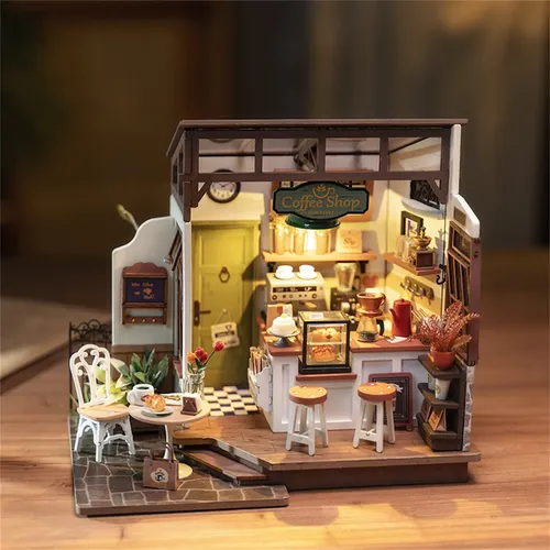 Robotime rolife no.17 café 3d puzzle diy miniatur puppenhaus kit bastelt hobbys erstaunliches