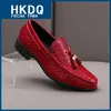 Hkdq Business Casual Quasten Lederschuhe für Männer trend ige rote elegante Mann Kleid Schuhe