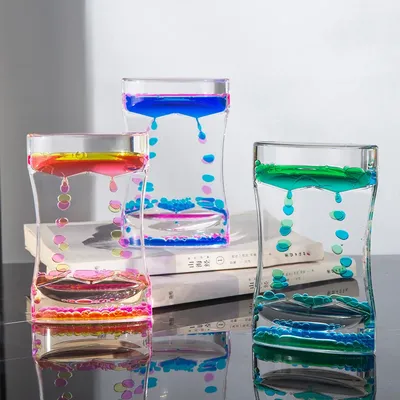 Doppel farben Öltropfen Acryl Sanduhr entspannender Schreibtisch flüssige Bewegung Blase Timer