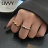 LIVVY Silber Farbe Geometrie Twist Weben Einstellbare Finger Ring Für Frau Mode Verfeinerung