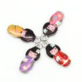 New Arrival Necklace Pendant Japanese Doll Enamel Charms 2-4pcs 8x21mm Electroplating Plated Rhodium