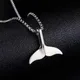 Trend Whale Tail Pendant Boho Sweater Necklace for Women Dolphin Fishtail Mermaid Silver Plated