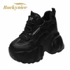 11CM Keil Heels Schuhe Für Frauen Leder Casual Schuhe Weiß Schwarz High Top Chunky Turnschuhe Frau