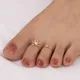 New Summer Flower Heart Butterfly Toe Rings for Women Girl Gold Plated Pearls Crystal Open Foot Ring