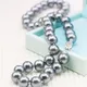 8 10 12mm Round Silvercolor Gray Pearl Shell Necklace Women Hand Made Jewelry Making Design Fashion