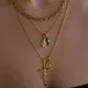 Elegante unregelmäßige Perle Anhänger Kreuz Halskette für Frauen Mädchen Gold Farb kette Naturstein