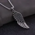 Vintage Silver Color Half Wing Pendant Necklace for Men Punk Hip Hop Jewelry Clothing Trend