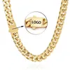 8//14mm Herren Edelstahl kette 4-seitig geschnittener Hip-Hop-Schmuck im coolen Stil einfarbig 18 Karat Gold Miami kubanische Halskette