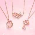 Pink Planet Meteor Shower Key Pendant Necklace Tiny Rose Gold Color Clavicle Chain Collar for Women