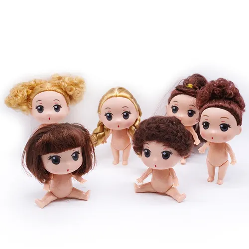 Nette Mini 10cm 1/6 Puppe Nude Körper 5 Gelenk Bewegliche Mit Puppen Haar 3D Augen DIY Spielzeug