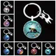 Cute Anime Cat Under Night Sky Keychain with Cat Pendent Fashion Animal Women Purse Bag Car Pendant