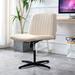 Fabric Upholstered Office Chair with Adjustable Swivel Rocking, Modern Armless Computer Chair, for Study Desk Chair, No Wheels