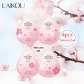 LAIKOU 4Pcs Skincare Set Sakura Cleanser Toner Lotion Cream Deep Cleansing Moisturizing Oil Control