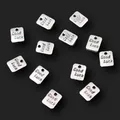 50pcs Silver Plated Good Luck Tags Pendant Retro Bracelet Necklace Metal Accessories DIY Charm