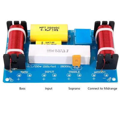 120 W Lautsprecher 3 Weg Audio Frequenz Teiler Höhen Mitteltöner Bass Crossover Lautsprecher Filter Für 8 Zoll Lautsprecher DIY Image