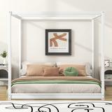 King Size Canopy Bed w/ Support Legs Upholstered Platform Bed Frame