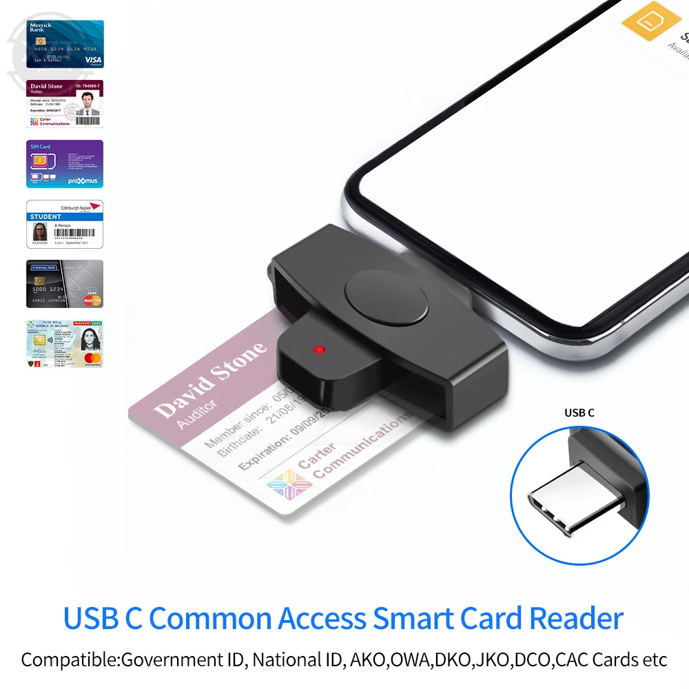 62*24mm USB Typ C Smart Cac Kartenleser Banks teuer erklärung SIM-Karte/IC-Karte/ID-Kartenleser Adapter für Windows Mac/Android OS Image