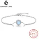 Created Round Blue Opal Stone Bracelets 925 Sterling Silver Chain Bracelets for Women Cubic Zirconia