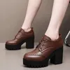 Kleine Größe 32–43 Britische Brogues mit tiefem Mund für Damen, Oxfords, Herbst und Winter, 2025, Block-High-Heels-Schuhe, Plateau-Pumps, Büro