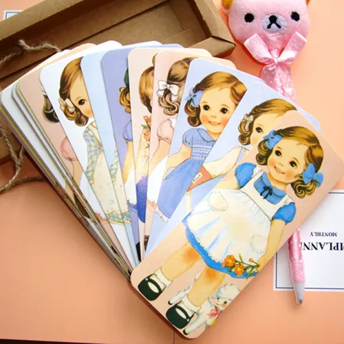 30 teile/los neue Mädchen Puppe mate Serie Lesezeichen-Set mit Kraft paket Papier Lesezeichen