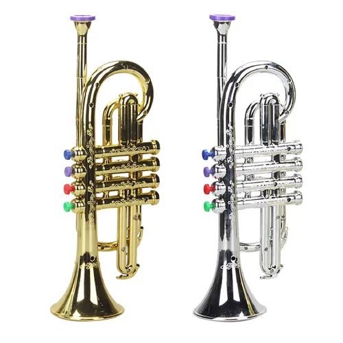 Spielzeug Trompete für Kinder Sicherheit Getestet BPA FREI Schöne Silber Gold Finish mit Farbe