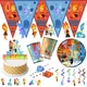 Elemental Birthday Party Disposable Packing Supply Cupcake Spiral Flag 7inch Paper Plate Communion