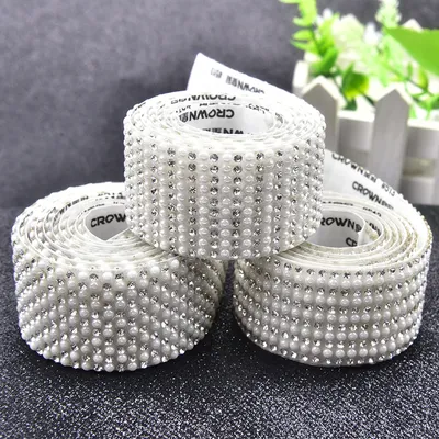 AB Farbe Selbstklebende Perle Band Harz Strass Trim für Hochzeit Kuchen Dekoration Kristall Applique