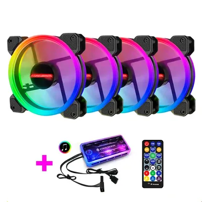 Coolmoon ARGB Fan 120mm Fall Fan 6 Pin Kit Fan mit Musik Controller Unterstützung AURA SYNC Computer Kühler Kühlung RGB Fall Fans
