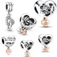 Silver 925 Love You Best Friend Heart Charm & Interlocking Hearts Dangle Bead Necklace Fit Original