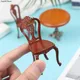 2022 puppenhaus Miniatur Holz Tisch Möbel Hocker Stuhl für Puppen Haus Decor Kinder Pretend Spielen
