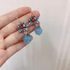 Ethnische 925 Sterling Silber Süden Rot Achat Aquamarin Perle Drop Ohrringe Vintage Original Handgemachte Lotus Blume Kleine Ohrringe