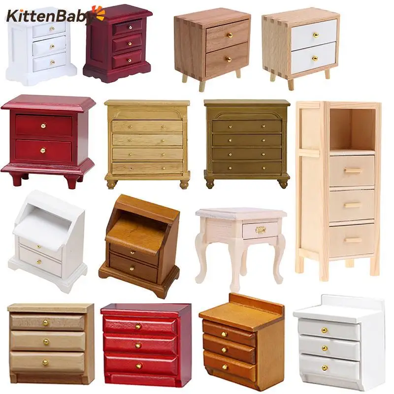 1:12 Puppenhaus Miniatur Nachttisch Serie Lagers chrank Schubladen Modell Puppenhaus Schlafzimmer möbel Dekor Zubehör Spielzeug