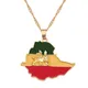 Ethiopian Flag & Lion Map Pendant Necklaces Women/Men Jewelry Gold Color Africa Maps Ethiopia Lion