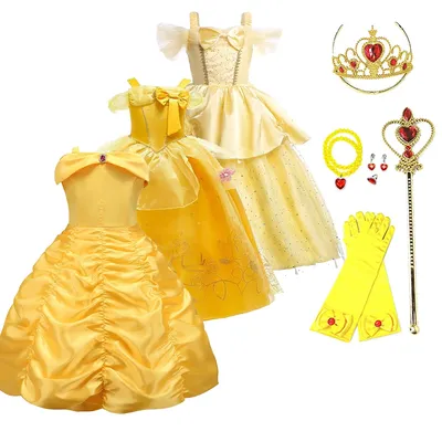 Kinder Prinzessin Kleider Mädchen Belle Party Kostüm Kinder Weihnachten Geburtstag Blume Kleidung Image