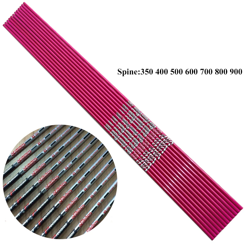 12 stücke Bogenschießen Reinem Kohlenstoff Pfeile Welle ID 4,2mm Schwarz/rosa 30 zoll für Recurve Bogen Pfeil und bogen Schießen Zubehör Image