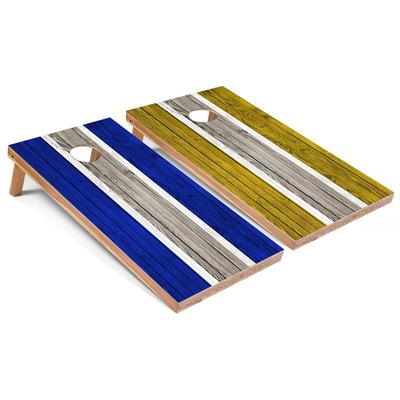 Royal and Yellow Striped Outdoor Cornhole Set