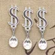 12pcs Charms Money Dollar Spoon 37x9mm Antique Silver Color Plated Pendants Making DIY Handmade