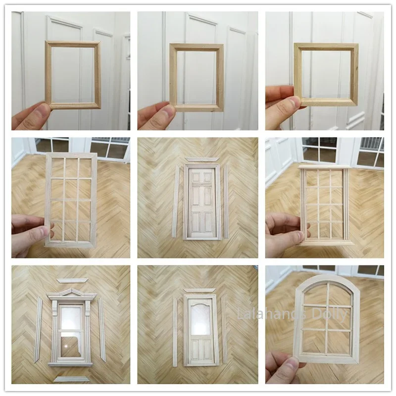 1:12DIY Puppenhaus Handwerk Boutique Mini Tür Fenster Treppen Foto Rahmen für Puppe Haus Wohnzimmer Küche Möbel Dekoration