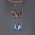 Fashion Rainbow CZ Teardrop Dangle Earrings for Women Butterfly Created Mystic Topaz Drop Earring