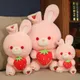 Pink Strawberry Rabbit Plush Toys Cute Cartoon Soft Stuffed Dolls For Baby Girl Gift