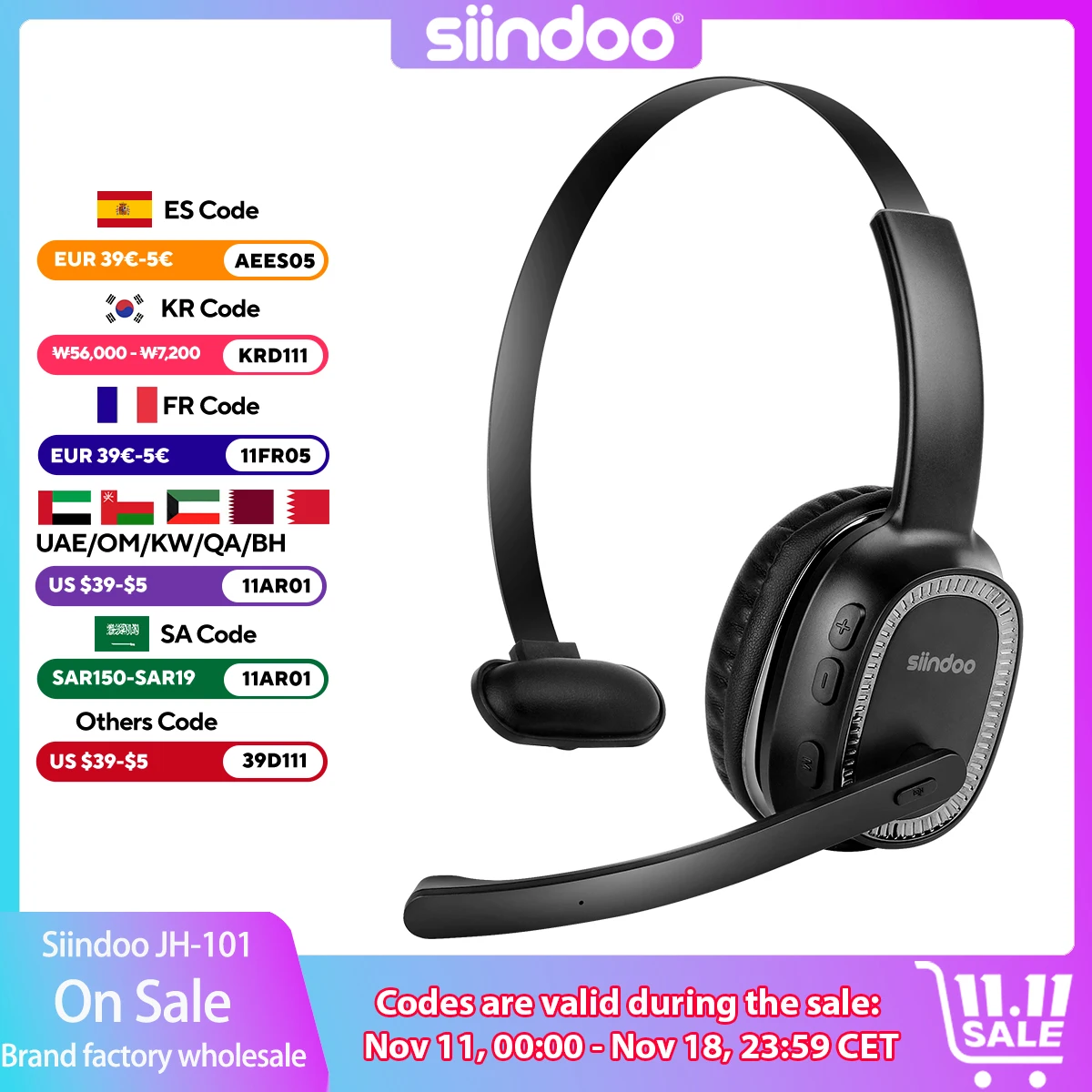 AliExpress-Kollektion Siindoo JH-101 Callcenter-Headset mit Kopfhörer mit Mikrofon geräusch unterdrückung für Telefon beratungs dienste, Versicherungen und Kranken häuser