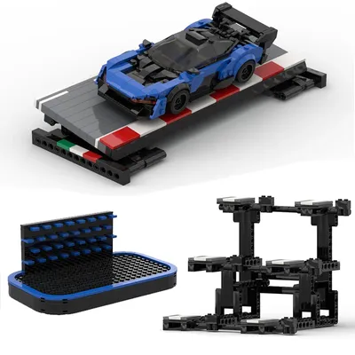 DIY Technische MOC Speed Champions Sportwagen Ständer Speed 8 Auto Display Stand Parkplatz Set Bausteine Spielzeug Image
