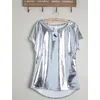 Neue Punk Frauen Shiny Silber Kurzarm T-shirt Personalisierte Lose T tops