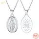 U7 925 Silver Virgin Mary Necklace 18 Inch Chain 18K Gold Color The Miraculous Medal Pendant