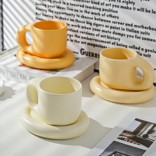 Keramik Becher mit Untertasse Kaffee Tasse Trinken Tassen und Untertassen Hause Büro Tee Tasse