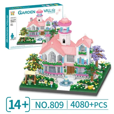 4080PCS Prinzessin Traum Villa Schloss Bausteine Stadt Street View Haus Diamant Micro Ziegel Image