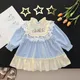 AYNIGIELL Autumn Winter Newborn Baby Dress Cute 1-4 Year Baby Girl Birthday Dresses Green Lined and