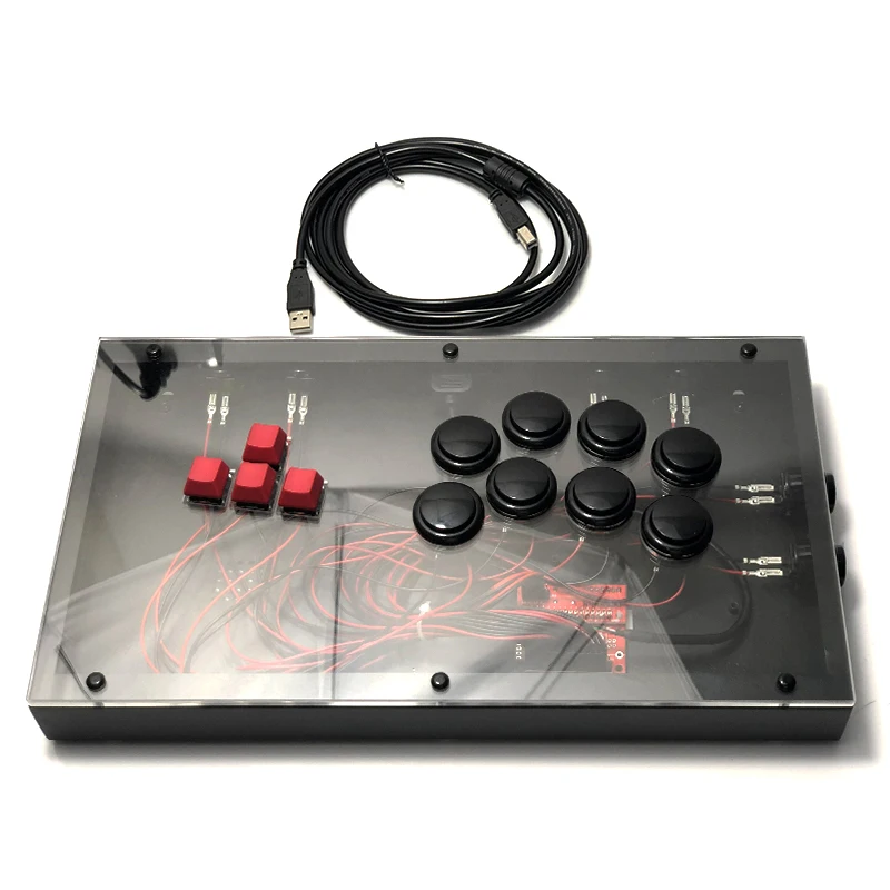 Transparente Hitbox/Mixbox Wasd-Stil Arcade Joystick Kampf Stick Game Controller für ps4/ps3/pc Sanwa OBSF-24 30