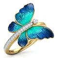 FDLK Wunderschöne Schmetterling Design Ring Kristall Emaille Ring Engagement Ringe Ehe Ringe Für